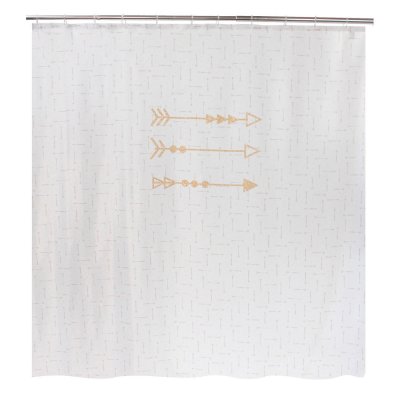 ALLIBERT Rideau de douche design ethnique arrow gold - 180 x 200 - blanc