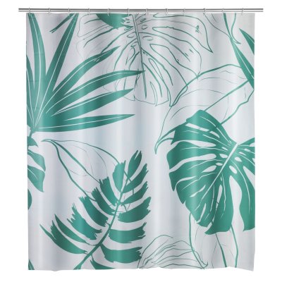 WENKO Rideau de douche exotique Brasil - PEVA - 180 x 200 cm - Vert d'eau