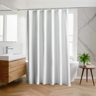 PARIS PRIX Rideau de Douche Gaufr&eacute; ""Baltic"" 180x200cm Blanc