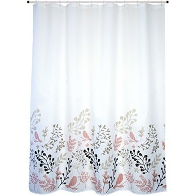 MSV Rideau de douche Polyester BIRDS 180x200cm Motifs Beige & Blanc