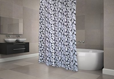 MSV Rideau de douche Polyester CALULA 180x200cm QUALITE PREMIUM Gris