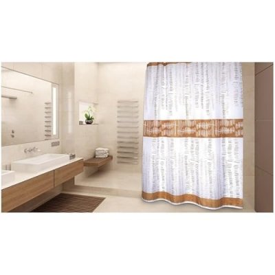 MSV Rideau de douche Polyester ONS 180x200cm Blanc & Marron