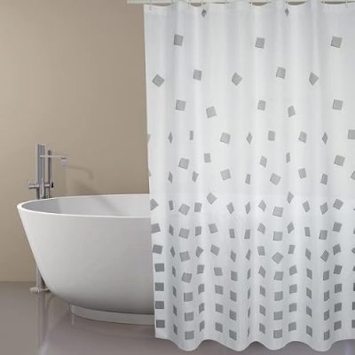 MSV Rideau de douche Polyester THIKA 180x200cm QUALITE PREMIUM Gris