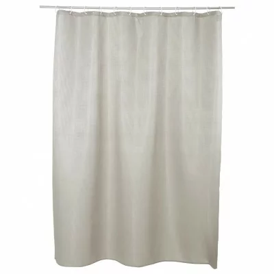 PARIS PRIX Rideau de douche Taupe d&eacute;co Nid d'abeille 180 x 200 anneaux inclus