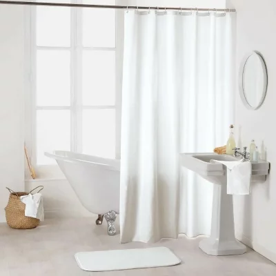 DOUCEUR D INTERIEUR Rideau de douche uni ""essencia"" 180x200cm blanc