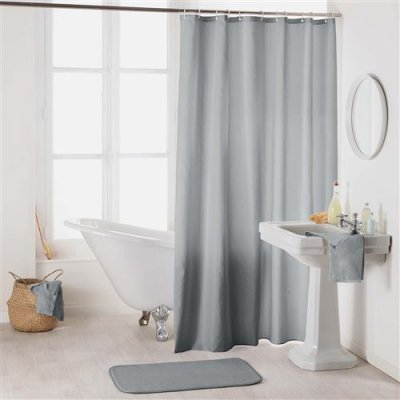 DOUCEUR D INTERIEUR Rideau de douche uni ""essencia"" 180x200cm gris
