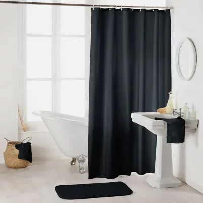 DOUCEUR D INTERIEUR Rideau de douche uni ""essencia"" 180x200cm noir