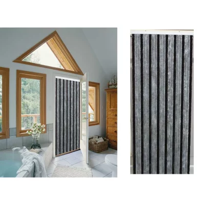 Rideau de porte Florence chenilles 90x220 cm - gris, noir - Morel