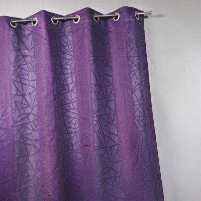 Rideau en jacquard &agrave; imprim&eacute;s et &agrave; rayures verticales - Prune - 140 X 240