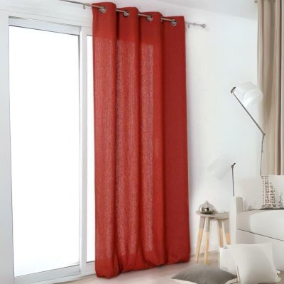 Rideau en lin tamisant &agrave; oeillets - Rouge - 135x260cm