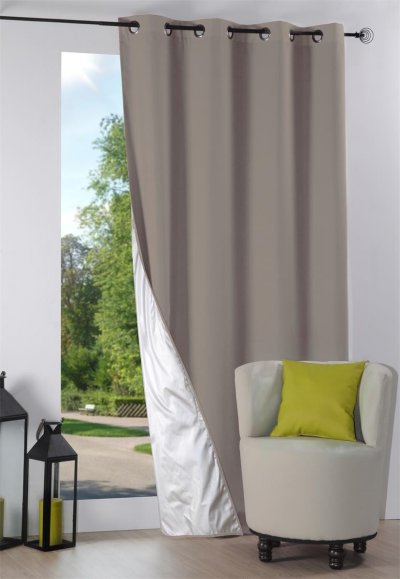 Rideau isolant &agrave; oeillets doubl&eacute; - Lin - 135 x 240 cm