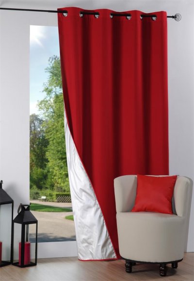 Rideau isolant &agrave; oeillets doubl&eacute; - Rouge - 135 x 240 cm