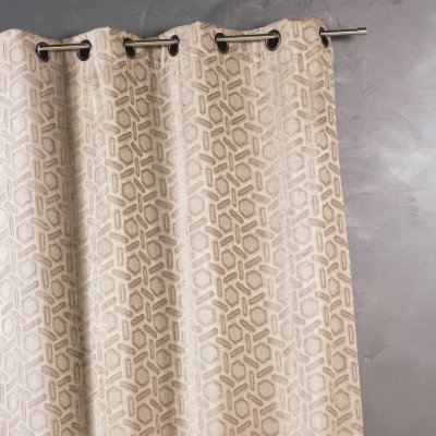 Rideau jacquard &agrave; imprim&eacute;s design Beige 140 x 260 cm - Beige