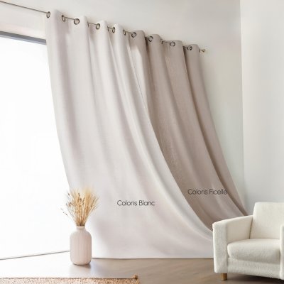 Rideau Naturel en 100% Lin Blanc 135 x 260 cm - Blanc