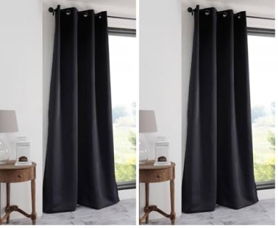 Rideau occultant &agrave;&nbsp;oeillets uni polyester NOTTE - Noir - 135x250cm