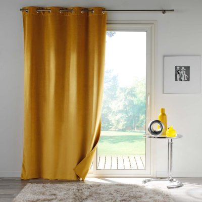Rideau occultant en velours uni - Jaune - 135 x 260 cm