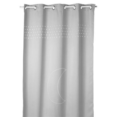 Rideau occultant Lune et Petites Etoiles Gris 140 x 260 cm Atmosphera