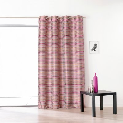 Rideau panneau occultant Japon - Rose et orange et gris - 145x250cm