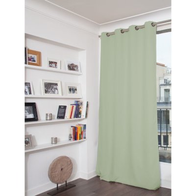 Rideau phonique thermique occultant vert amande 140x260