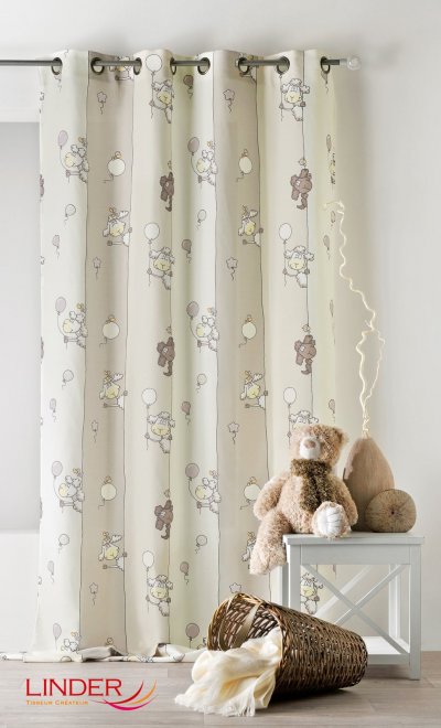 Rideau pour enfant imprim&eacute;s mouton - Beige - 138 x 260 cm