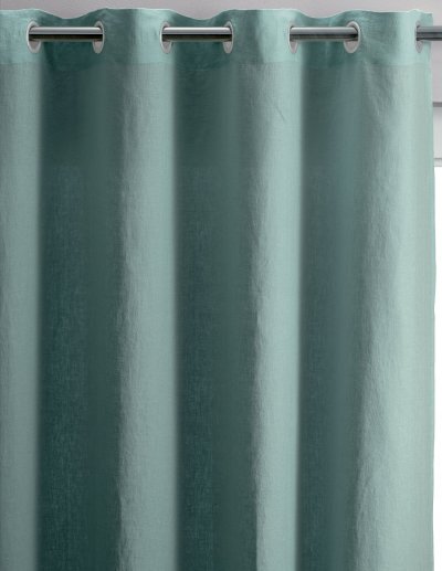 Rideau stonewashed Zeff en lin vert de gris 140 x 280