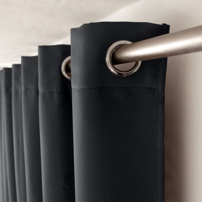 Rideau uni occultant avec oeillets - 140 x 240 cm - - Gris fonc&eacute;