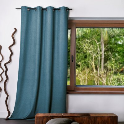 Rideau uni Oxford 100 % occultant - Bleu - 140 x 240 cm