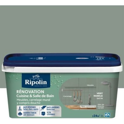 RIPOLIN  Peinture r&eacute;novation cuisine et salle de bain 2 L Vert nobile