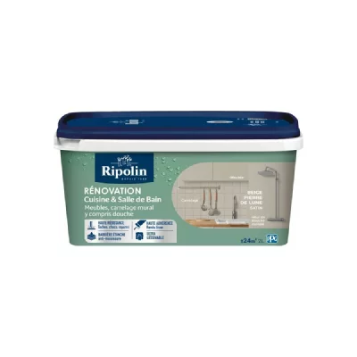 RIPOLIN  Peinture R&eacute;novation Cuisine et Salle de Bain Beige Stone 2 L