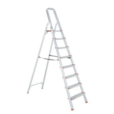 MON MOBILIER DESIGN RISE Escabeau pliable en aluminium avec pieds antid&eacute;rapants 8 marches