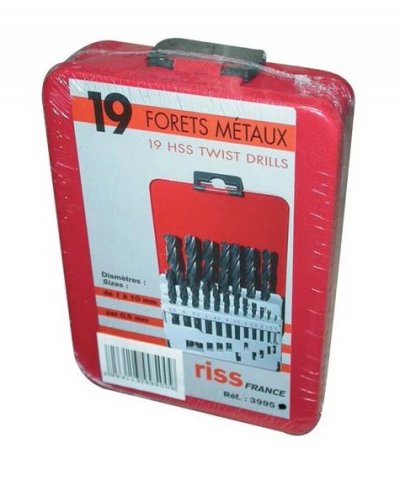 RISS  - Coffret de 19 forets hss lamin&eacute;s - m&eacute;tal - d: 1 &agrave; 10 mm