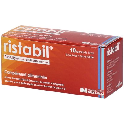 LABORATOIRE LEURQUIN MEDIOLANUM Ristabil Anti-Fatigue Reconstituant Naturel 10 Flacons lot de 2 bo&icirc;tes