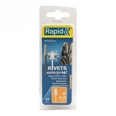 RAPID Rivets Etanches diam4 x 12mm ALU - Blister de 50 + foret - 