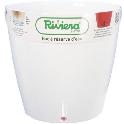 RIVIERA  - Pot en plastique rond avec r&eacute;serve d'eau 30 cm Eva - Blanc