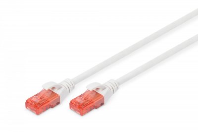DIGITUS RJ45 C&acirc;ble r&eacute;seau, c&acirc;ble patch CAT 6 U/UTP 2.00 m blanc sans halog&egrave;ne