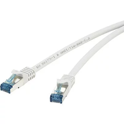 RENKFORCE RJ45 r&eacute;seau c&acirc;ble de raccordement CAT 6A S/FTP 20 m gris avec Rastnasenschutz, Flammwidrig 