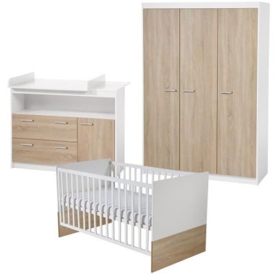 ROBA  Chambre B&eacute;b&eacute; Compl&egrave;te ""Gabriella""  - Lit &Eacute;volutif 70x140 + Commode &agrave; langer + Armoire