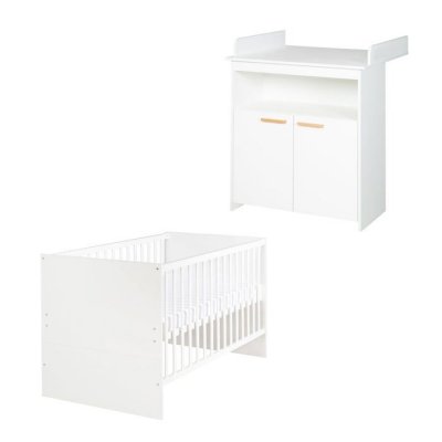 ROBA  Chambre B&eacute;b&eacute; Duo - Lit &Eacute;volutif 70 x 140 + Commode &agrave; Langer - Blanc