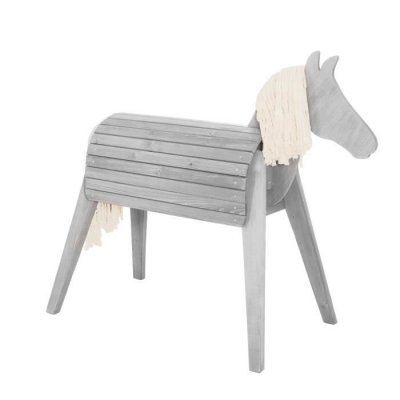 ROBA  Cheval d'Ext&eacute;rieur en bois massif pour Enfant - sans Bascule  - Gris