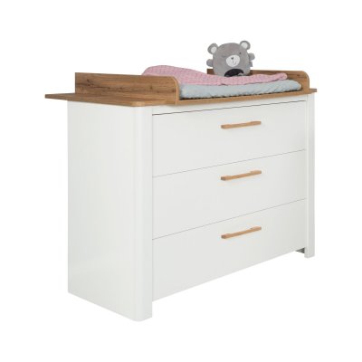 ROBA  Commode &agrave; langer ""Ava"" - 3 tiroirs - Coloris : Blanc-ch&ecirc;ne artisan