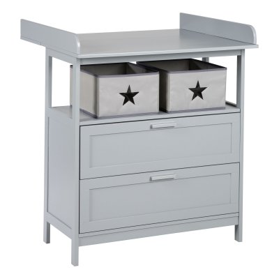 ROBA  Commode &agrave; langer ""Hamburg"" &agrave; 2 tiroirs + 2 bo&icirc;tes de rangement - Gris