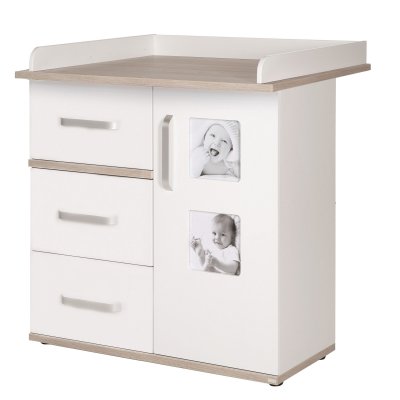 ROBA  Commode &agrave; langer ""Moritz"" &agrave; plan amovible - 3 tiroirs et 1 porte - Blanc