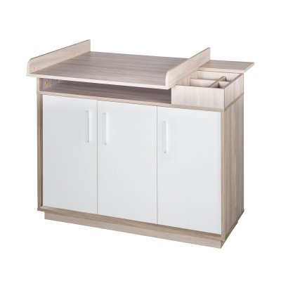 ROBA  Commode &agrave; langer ""Olaf"" &agrave; plan amovible - 3 portes - Blanc - Luna Elm
