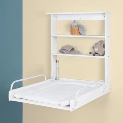 ROBA  Etag&egrave;re &agrave; Langer Murale + Matelas &agrave; Langer - Blanc 212015WEF184