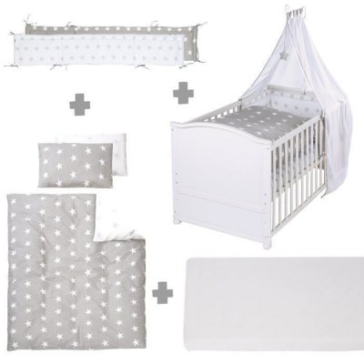 ROBA  Lit B&eacute;b&eacute; &Eacute;volutif Complet ""Little Stars"" - 70 x 140 cm - Textiles Inclus