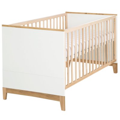 ROBA  Lit B&eacute;b&eacute; &Eacute;volutif ""Finn"" R&eacute;glable en Hauteur  - 70x140 cm - Blanc-Naturel