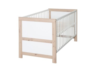 ROBA  Lit B&eacute;b&eacute; &Eacute;volutif Malo 70 x 140 cm - Aspect Cadre en Effet Ch&ecirc;ne - Blanc