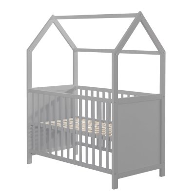 ROBA  Lit Cabane B&eacute;b&eacute; &Eacute;volutif 60x120 cm - Convertible et R&eacute;glable en Hauteur - Taupe