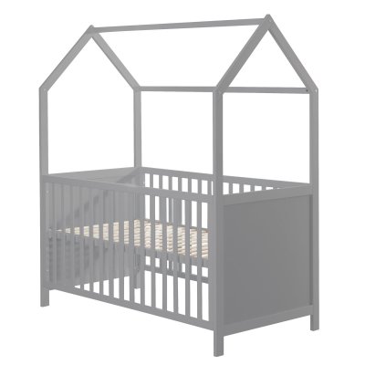 ROBA  Lit Cabane B&eacute;b&eacute; &Eacute;volutif 70x140 - Convertible et R&eacute;glable en Hauteur - Bois Gris