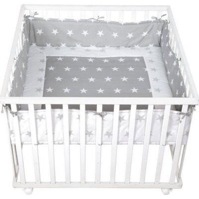 ROBA  Parc b&eacute;b&eacute; 100x100 - incl. tapis de parc ""Little Stars"" - bois blanc